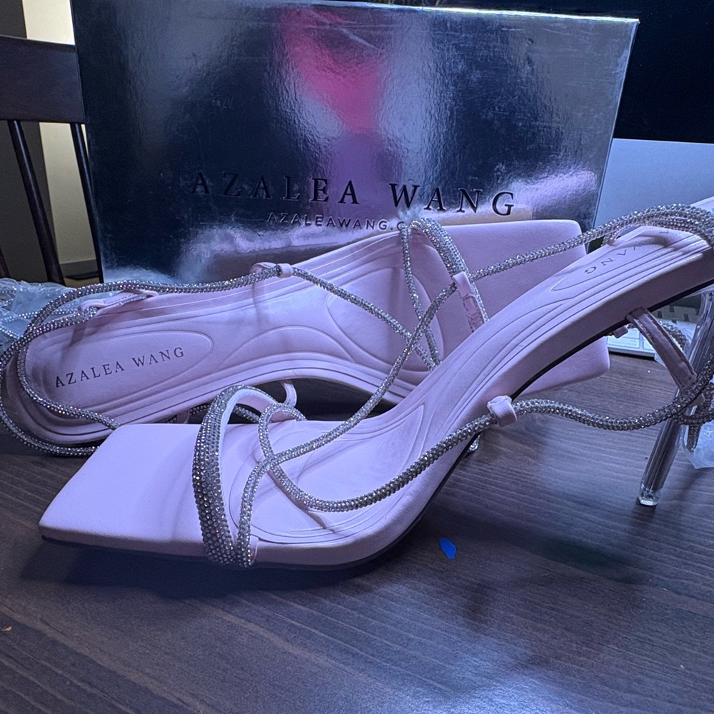 Azalea Wang Silver and Pink Strappy Heels